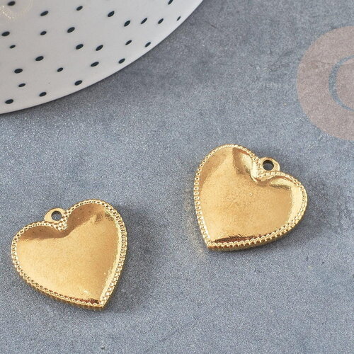 Pendentif coeur 304 inoxydable acier doré 19mm, pendentif création bijoux amour x1 g3279