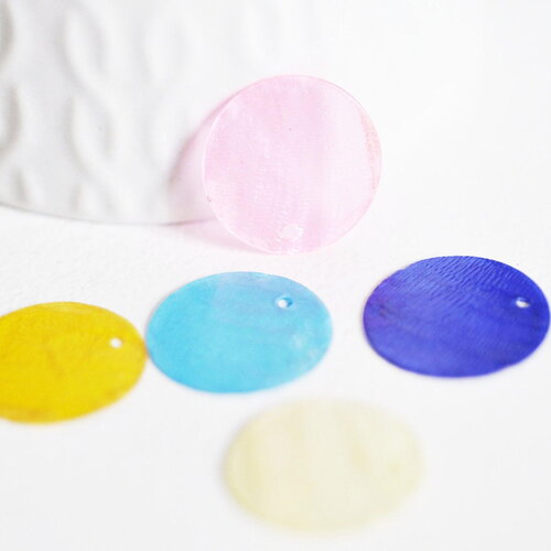 Pastilles rondes nacre multicolore translucide, pendentif nacre,coquillage naturel, nacre naturelle,20mm, x10 (g2378)