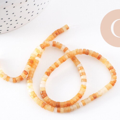Perle rondelle heishi jade jaune topaze, jade naturel, perle pierre, 4.5mm, fil de 160 perles, x1 (g3048)