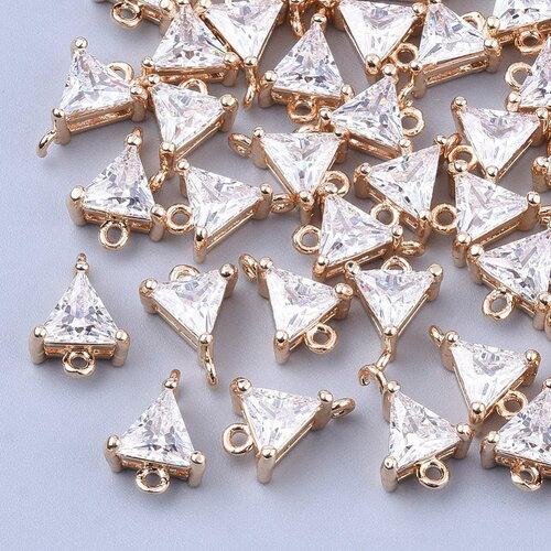 Pendentif connecteur triangle en cristal doré 11x8mm, pendentif en cristal, pendentif en or, cristal coloré, création de bijoux, x1 g5890