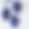 Perle ronde plate plastique acrylique bleu foncé imitation pierre 32mm, x1 (g7968)