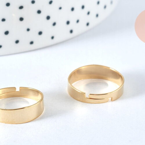 Support bague réglable lisse acier doré 17mm,bague acier doré sans nickel, bague femme acier inoxydable x1 (g6798)