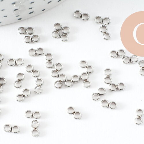Intercalaires éparateurs bracelet 2 rangs acier 201 inoxydable platine 6mm, x5 g9720