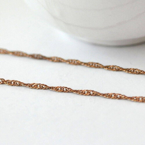 Chaine torsade cuivre brut,chaine bijou, création bijoux,chaine cuivre,sans nickel,chaine singapour, 4.5mm,1 metre g6739