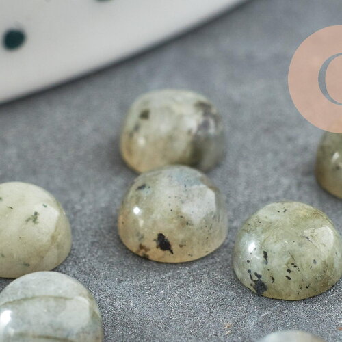 Cabochon rond labradorite naturelle 6mm, cabochon création bijoux pierre, x1 g8650