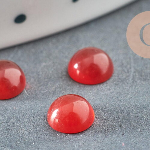 Cabochon rond cornaline naturelle orange 6mm, x1 (g0175)