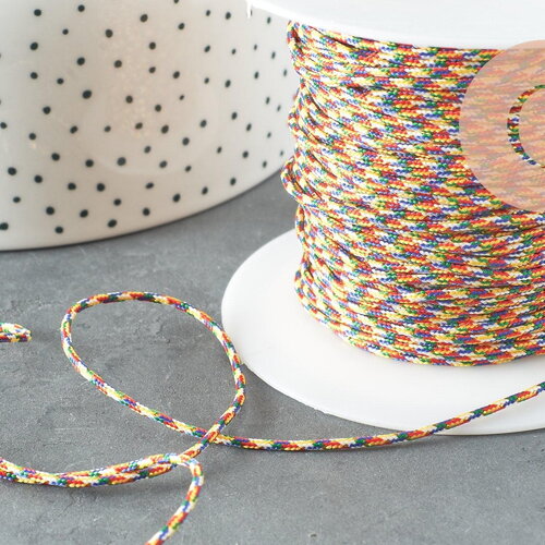 Cordon nylon métallique multicolore 0.8mm, x1 mètre (g4183)