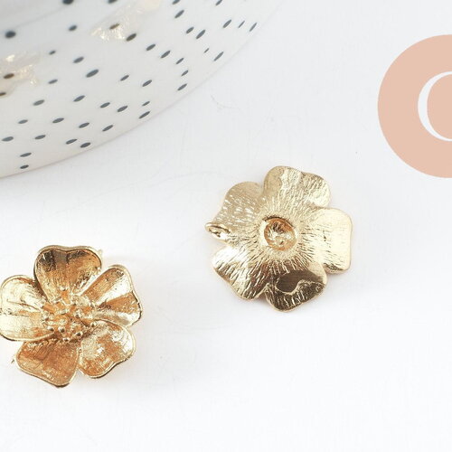 Pendentif fleur, pendentif laiton brut, bijou laiton,fleur laiton bijoux,pendentif laiton brut,20mm, x2 (g4555)
