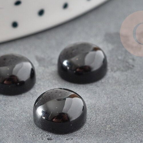Cabochon rond agate naturelle noire 10mm, x1 (g2588)