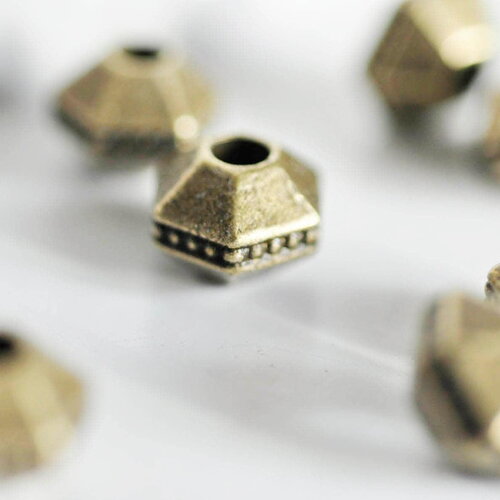 Perles hexagone bronze intercalaires 10mm, x10 (g0824)
