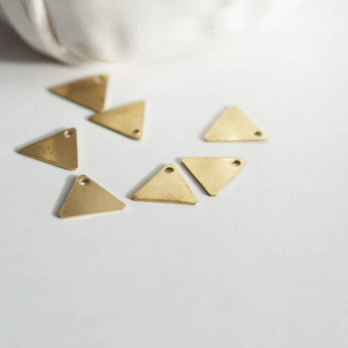 Breloque triangle 1 trou laiton brut pendentif sans nickel, pendentif géométrique,9mm, x50 (8.8gr) g2481