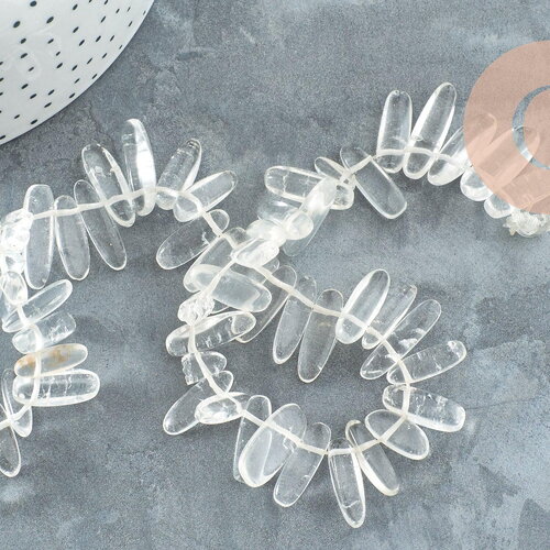 Perle cristal de roche naturel ovale 13-22mm ,perle pierre,quartz naturel, pierre naturelle,35.5cm, x1 (g1158)