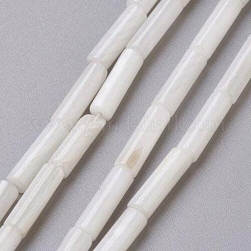 Perle tube nacre blanche naturelle ,tube coquillage ivoire,perle coquillage,13x4mm, le fil de 39cm, x1 g5608