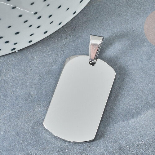 Pendentif rectangle acier inoxydable 304 argenté à graver 34.5mm, médaille à graver x1 (g8017)