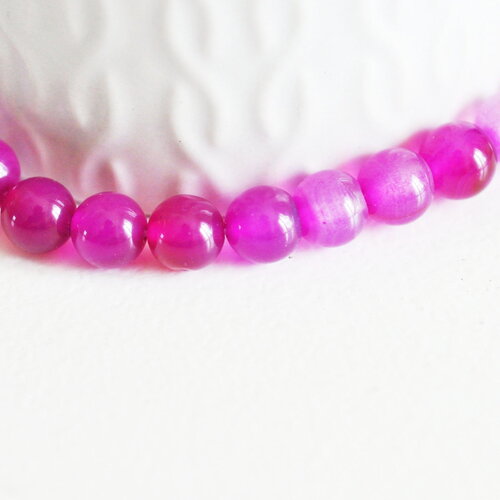 Perle agate feu rayée fuchsia ronde agate pierre naturelle ,fil de 38cm ,8mm x1 (g3850)