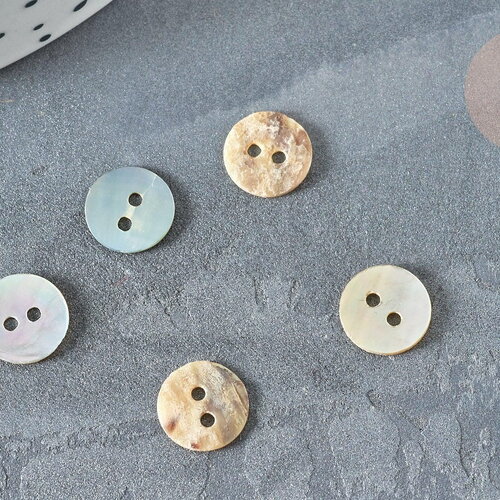 Bouton rond nacre multicolore 8mm, bouton coquillage naturel, x10 (g7371)