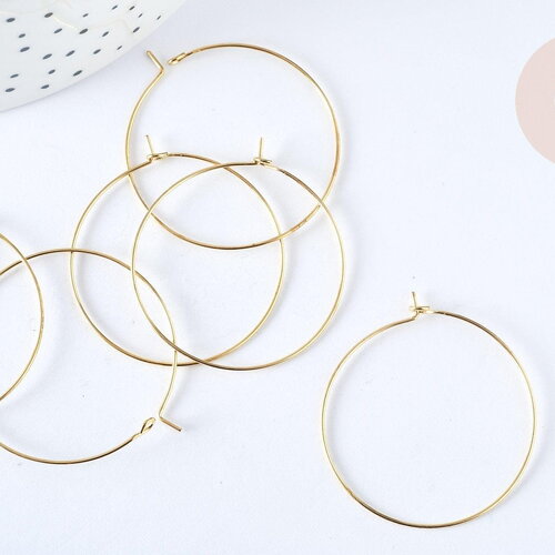 Anneaux créoles laiton doré clair 35mm,boucles oreilles, x20-50-100 (g7047)