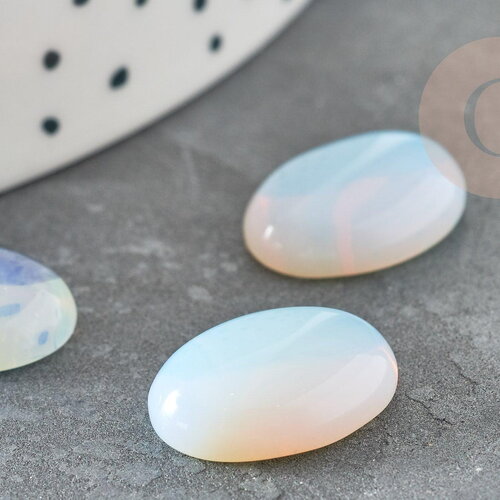 Cabochon opalite ovale 16x12mm, accessoires pour création de bijoux, x1 (g8539)
