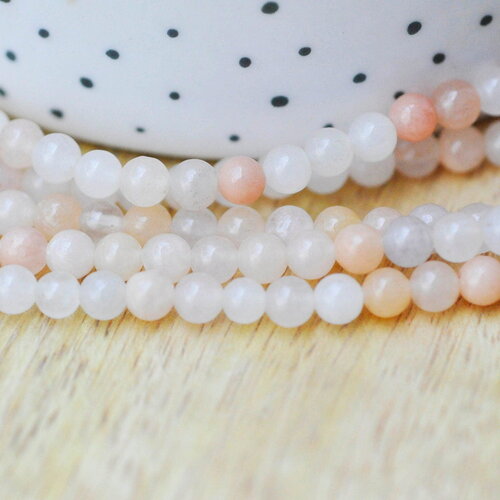 Perles jade rose pâle, perles rondes, jade rose, pierre naturelle, jade naturel, pierre naturelle, fil de 80 perles, 4mm, x1 (g3858)