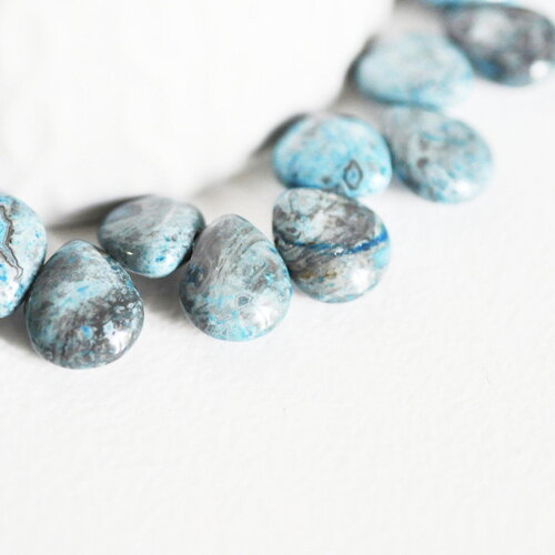 Perle goutte agate bleu facetté, agate naturel,perle jade,perle pierre précieuse, 12mm, x5 (g2044)