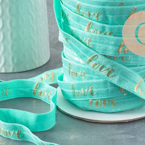 Ruban élastique vert or love efjf, bracelet evjf,16mm,1 mètre x1 g2141