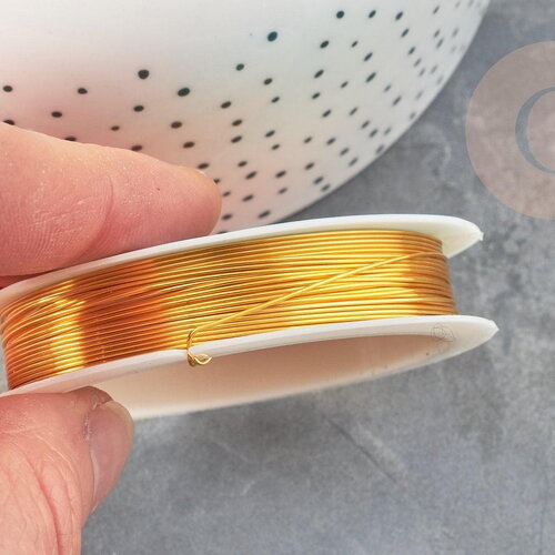 Fil de cuivre doré 0.6mm, x1 bobine de 6mètres (g9377)