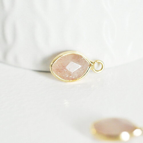 Pendentif goutte quartz fraise facette,pendentif bijou pierre,pendentif pierre,quartz naturel,pendentif quartz fraise,17mm, x1 g5190