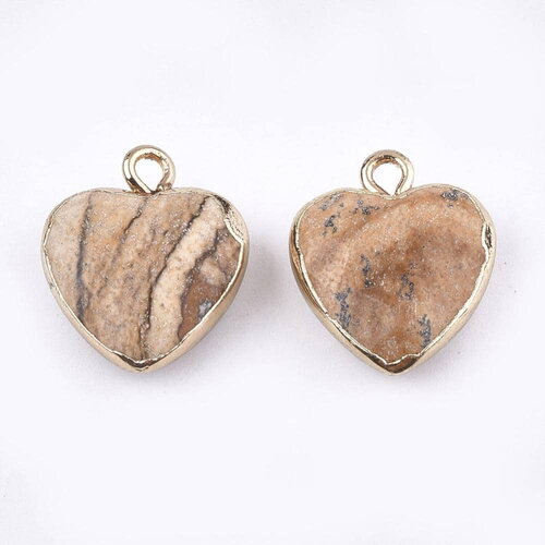 Pendentif coeur jaspe paysage facettes,pendentif bijoux, pendentif pierre,jaspe naturel, pendentif coeur,17mm,g2526