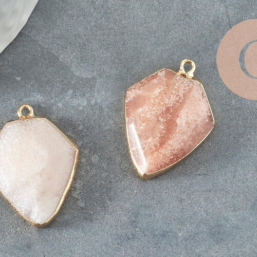 Pendentif hexagone aventurine rose,pendentif pierre,pendentif collier,pierre naturelle,pendentif aventurine naturelle,30mm, x1 g2309