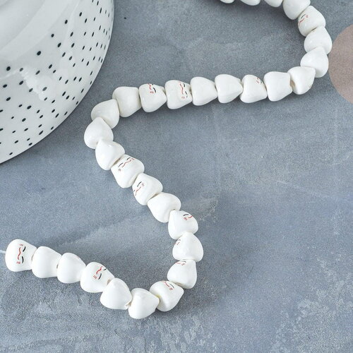 Perle chat porte-bonheur porcelaine blanche 10mm, création bijoux pierre, x5 g8185
