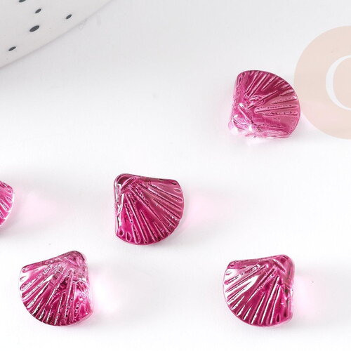 Perle coquillage verre rouge-violet 10.5mm, perles verre tchèque création bijoux verre, x10 (g4189)