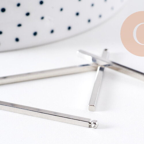 Pendentif barre rectangulaire laiton platine 40mm, x2 (g0662)