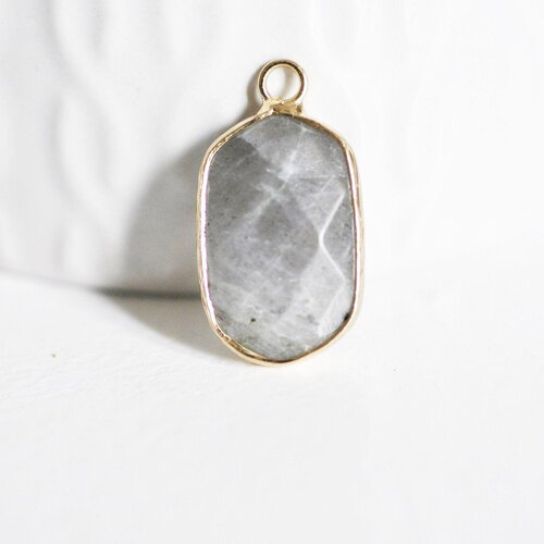 Pendentif hexagone labradorite,pendentif pierre, support doré,création bijou, pierre naturelle,bijou pierre, labradorite naturell,25mm-g1871