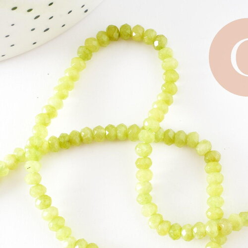 Perle abacus jade vert clair 4x2mm, perle jade, pierre naturelle, perle facette, fil 35cm, x1 (g3002)
