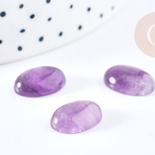 Cabochon ovale améthyste naturel 14x10mm, cabochon création bijoux pierre, x1 (g8667)