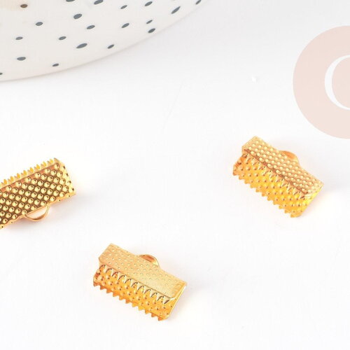 Embouts ruban métal doré à pincer,fournitures argent,finition ruban,finition chaine ,13mm x10 g4862