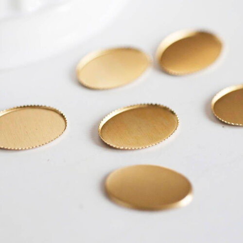 Supports de cabochons ovales 13x18mm laiton brut, fournitures sans nickel, x20 (3,7gr) g0495