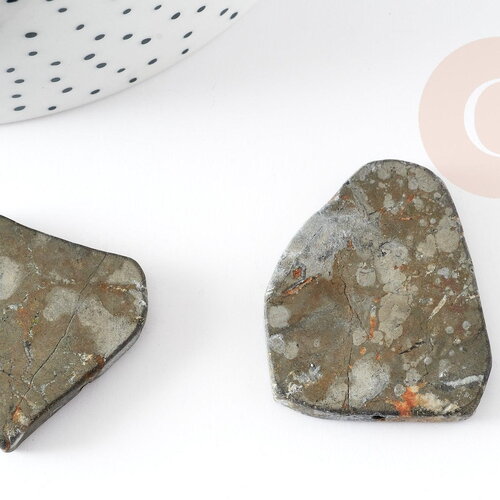 Perles pyrite nugget, pierre pyrite naturelle, nuggets pyrite, 25-57mm, x2 (g0412)