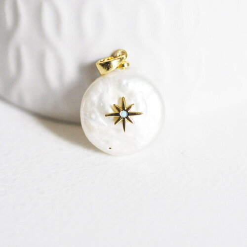 Pendentif perle naturelle keshi étoile 17-27mm, x1 (g1955)