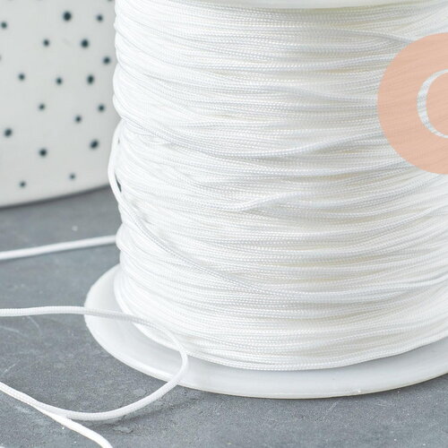Cordon polyester blanc, fabrication bijoux, création bijoux,scrapbooking, 0.7mm, x 5mètres g6729