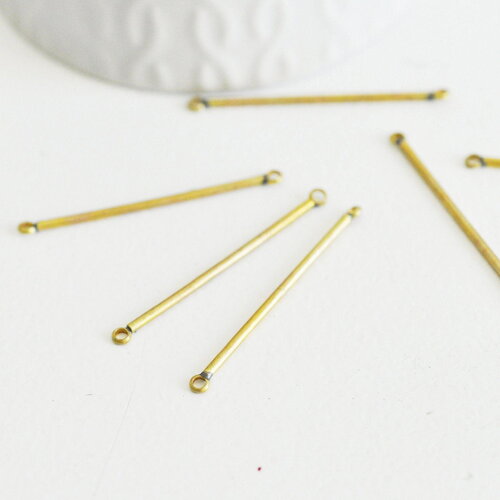 Pendentif connecteur barre ronde laiton brut sans nickel,barre laiton,pendentif barre,40mm, x10 (g4877)