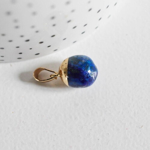 Pendentif goutte jade bleu foncé doré, fournitures créatives, pendentif pierre,jade naturel, jade bleu teinté,17-19mm, x1 g3716