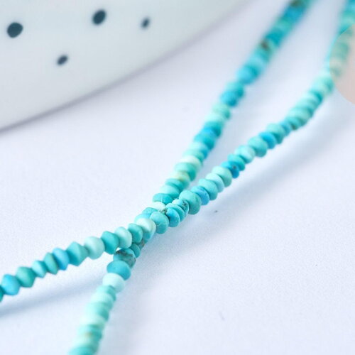 Perle abacus turquoise naturelle 1mm, bijou en pierre naturelle, turquoise naturelle, perle en pierre, fil de 30cm x1 (g7224)