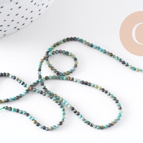 Perle turquoise africaine naturelle 2mm, perle pierre naturelle ,fil de 39cm, x1 (g1541)