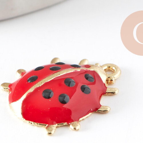 Pendentif coccinelle zamac émaillé 21,5mm pendentif animal, bijou coccinelle,création de bijou, x1 (g7116)