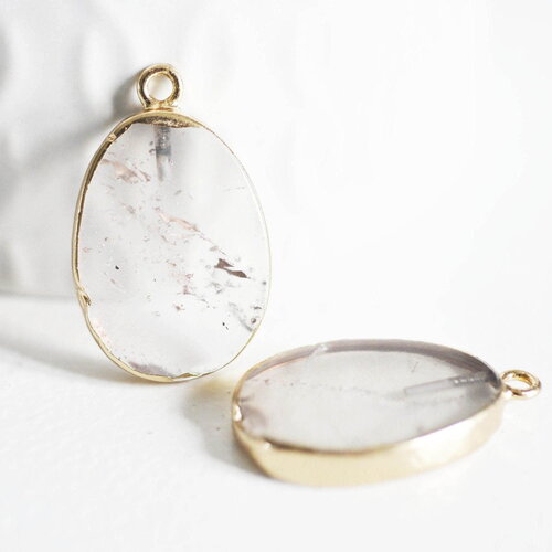 Pendentif ovale quartz fumé,pendentif pour bijoux, pendentif pierre,pierre naturelle, pendentif gris,quartz naturelle,28mm, x1, g1137