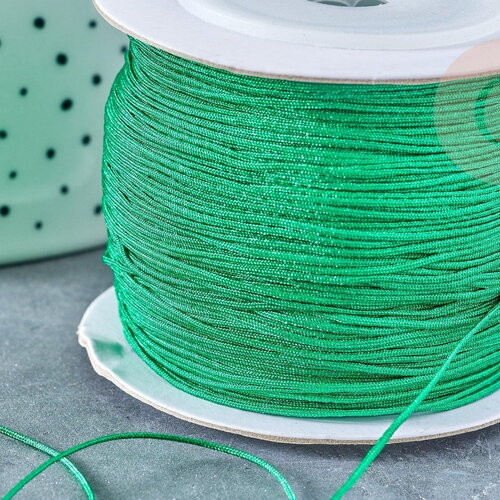 Cordon vert tressé polyester 0.6mm, cordon fil de jade pour bijoux, x1 mètre g8448