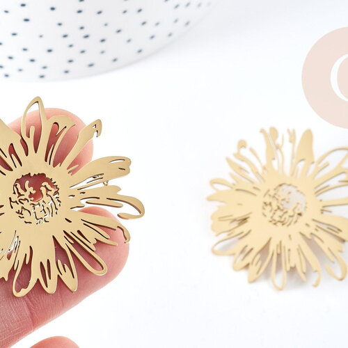 Broche fleur pissenlit acier 201 inoxydable 42.5mm, x1 (g8500)