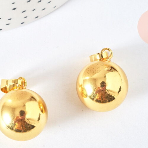 Pendentif rond bola harmonie carillon laiton doré 24mm, création bijoux grossesse, x1 g6928