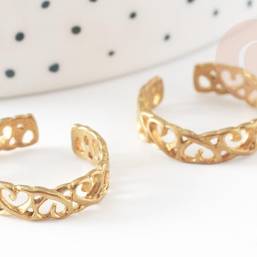 Bague réglable dentelle fine laiton brut 16mm,x2 (g3758)